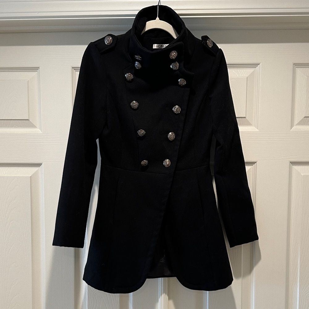 Elegant Black Double-Breasted Women's Coat